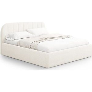 Slonovinová čalouněná dvoulůžková postel s úložným prostorem s roštem 180x200 cm Juno – Windsor & Co Sofas obraz