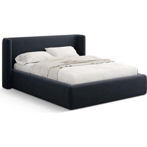 Tmavě modrá čalouněná dvoulůžková postel s úložným prostorem s roštem 140x200 cm Jason – Windsor & Co Sofas obraz
