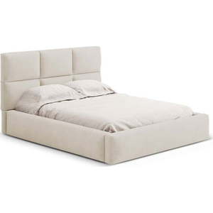 Béžová čalouněná dvoulůžková postel s úložným prostorem s roštem 160x200 cm Libera – Windsor & Co Sofas obraz