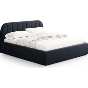 Tmavě modrá čalouněná dvoulůžková postel s úložným prostorem s roštem 200x200 cm Juno – Windsor & Co Sofas obraz