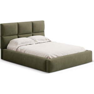 Zelená čalouněná dvoulůžková postel s úložným prostorem s roštem 160x200 cm Libera – Windsor & Co Sofas obraz