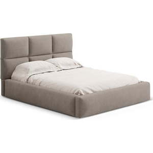 Světle hnědá čalouněná dvoulůžková postel s úložným prostorem s roštem 140x200 cm Libera – Windsor & Co Sofas obraz