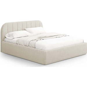 Krémová čalouněná dvoulůžková postel s úložným prostorem s roštem 200x200 cm Juno – Windsor & Co Sofas obraz