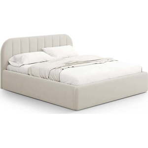 Béžová čalouněná dvoulůžková postel s úložným prostorem s roštem 160x200 cm Juno – Windsor & Co Sofas obraz