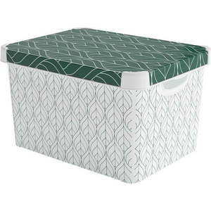 Bílý/zelený plastový úložný box s víkem 39, 5x29, 5x25 cm L – Curver obraz
