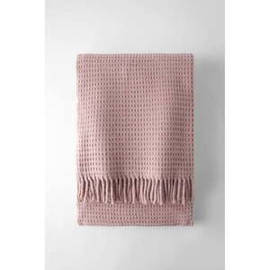 Růžová deka s příměsí bavlny 140x180 cm Basics Waffle – Euromant obraz