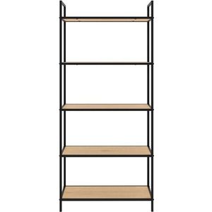 Černý/v přírodní barvě regál v dekoru dubu 70x156x35 cm Altino – Unique Furniture obraz