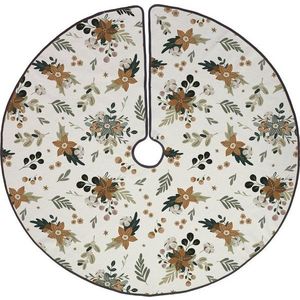Bílý pratelný bavlněný kulatý koberec pod stromeček ø 133 cm Festive Flowers – Butter Kings obraz