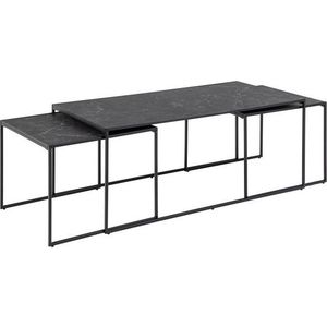 Matně černé konferenční stolky v sadě 3 ks s deskou v dekoru mramoru 60x120 cm Infinity – Actona obraz