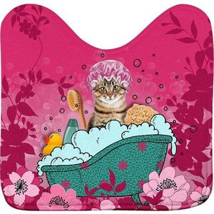 Růžová WC koupelnová předložka 45x45 cm Chatibulle – douceur d'intérieur obraz