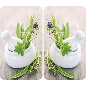 Sada 2 skleněných krytů na sporák Wenko Herbal, 52 x 30 cm obraz