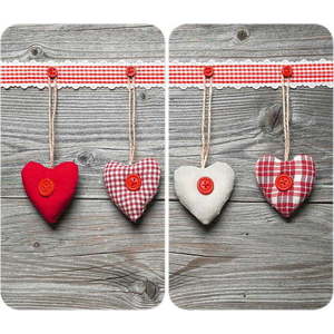 Sada 2 skleněných krytů na sporák Wenko Heart, 52 x 30 cm obraz