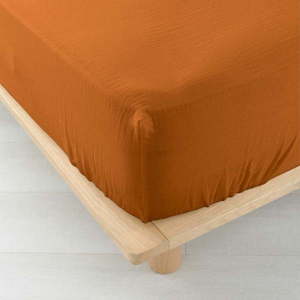 Oranžové/hnědé mušelínové prostěradlo 140x190 cm Angelia – douceur d'intérieur obraz