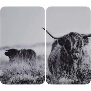 Kryty na sporák v sadě 2 ks z tvrzeného skla 30x52 cm Universal Highland Cattle – Wenko obraz