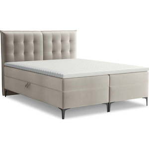 Taupe boxspring postel s úložným prostorem 180x200 cm Mikana – Makamii obraz