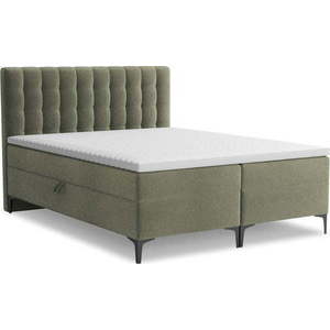 Zelená boxspring postel s úložným prostorem 160x200 cm Puhala – Makamii obraz