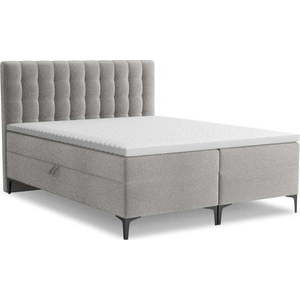 Světle šedá boxspring postel s úložným prostorem 160x200 cm Puhala – Makamii obraz