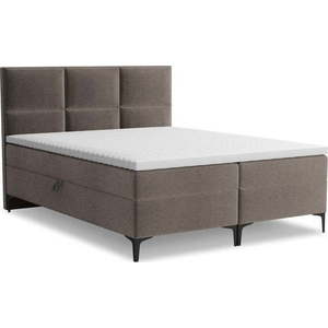 Hnědá boxspring postel s úložným prostorem 140x200 cm Pakalana – Makamii obraz