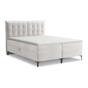 Světle šedá boxspring postel s úložným prostorem 160x200 cm Mikana – Makamii obraz