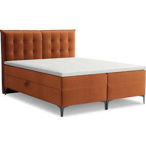 Boxspring postel s úložným prostorem 180x200 cm v terakotové barvě Mikana – Makamii obraz