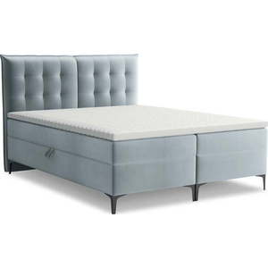 Světle modrá boxspring postel s úložným prostorem 180x200 cm Mikana – Makamii obraz