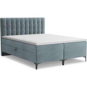 Světle modrá boxspring postel s úložným prostorem 140x200 cm Puhala – Makamii obraz