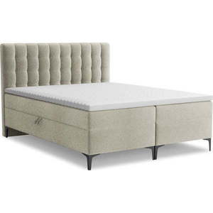 Taupe boxspring postel s úložným prostorem 140x200 cm Puhala – Makamii obraz