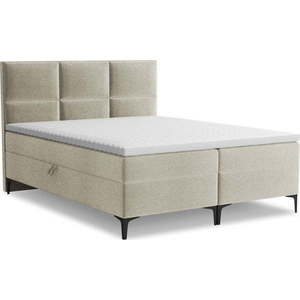 Taupe boxspring postel s úložným prostorem 140x200 cm Pakalana – Makamii obraz