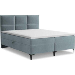 Světle modrá boxspring postel s úložným prostorem 180x200 cm Pakalana – Makamii obraz