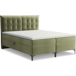 Zelená boxspring postel s úložným prostorem 180x200 cm Mikana – Makamii obraz
