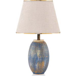 Modrá/krémová stolní lampa s textilním stínidlem (výška 50 cm) Yakamoz – Opviq lights obraz