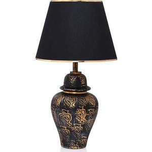 Černá/ve zlaté barvě stolní lampa s textilním stínidlem (výška 54 cm) Derin – Opviq lights obraz