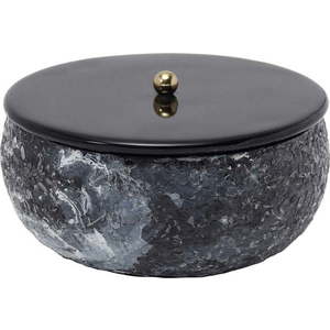 Černý kovový úložný box s víkem/dekorativní ø 16, 5x7, 5 cm Mosaic Marble – PT LIVING obraz