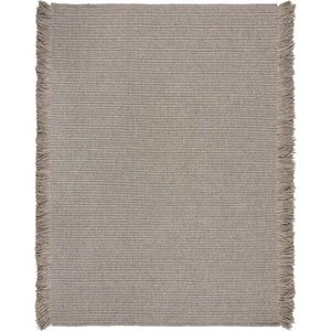 Šedý ručně tkaný koberec s příměsí vlny 120x170 cm Rene Fringed Ribbed – Flair Rugs obraz
