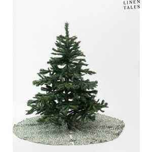 Zelený lněný kulatý koberec pod stromeček ø 125 cm Evergreen Damask – Linen Tales obraz