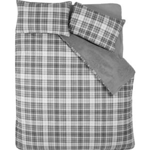 Šedé povlečení na dvoulůžko s beránkem 200x200 cm Cosy Sherpa Check – Catherine Lansfield obraz