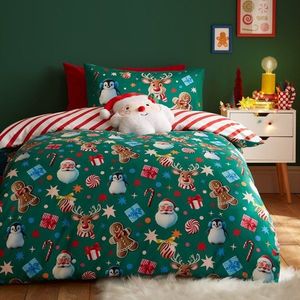 Zelené povlečení na jednolůžko 135x200 cm Christmas Icons – Catherine Lansfield obraz