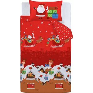 Červené dětské povlečení do postýlky 120x150 cm Santa's Christmas Presents – Catherine Lansfield obraz