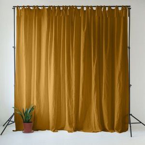 Okrově žlutý/hnědý lněný závěs 140x170 cm Bronze – Linen Tales obraz