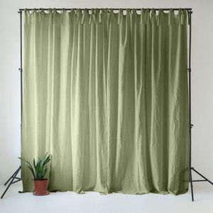 Světle zelený lněný závěs 140x300 cm Sage – Linen Tales obraz