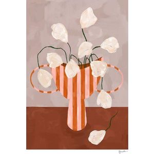 Plakát 50x70 cm White Flowers in Striped Vase – The Poster Club obraz