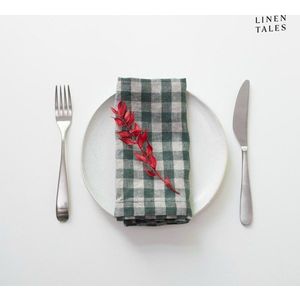Lněné ubrousky v sadě 2 ks 40x40 cm Forest Green Gingham – Linen Tales obraz