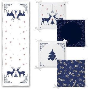 Set podsedáků a běhounu 5 ks Blue Christmas – Mila Home obraz