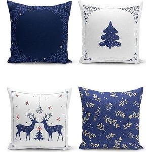 Povlaky na polštáře v sadě 4 ks s vánočním motivem 43x43 cm Blue Christmas – Mila Home obraz
