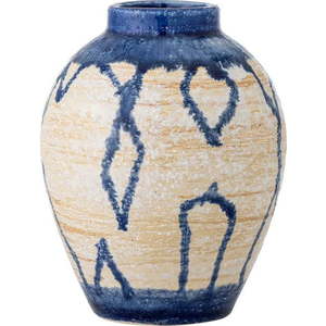 Modrá/krémová váza z kameniny (výška 16 cm) Avon – Bloomingville obraz