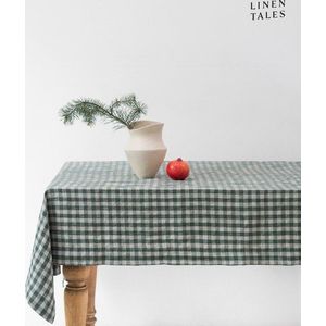 Lněný ubrus 140x200 cm Forest Green Gingham – Linen Tales obraz