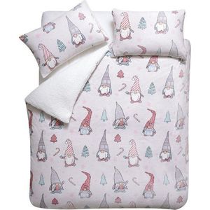 Světle růžové povlečení na jednolůžko z mikroplyše 135x200 cm Festive Gnomes – Catherine Lansfield obraz