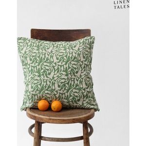 Lněný povlak na polštář 45x45 cm Evergreen Damask – Linen Tales obraz