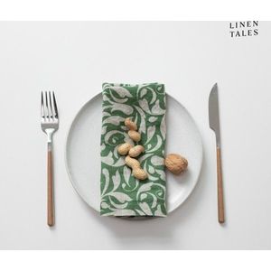 Lněný ubrousek 40x40 cm Evergreen Damask – Linen Tales obraz