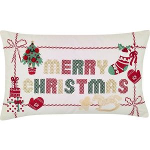 Bavlněný dekorační polštář s vánočním motivem 30x50 cm Merry Christmas Cross Stitch – Catherine Lansfield obraz